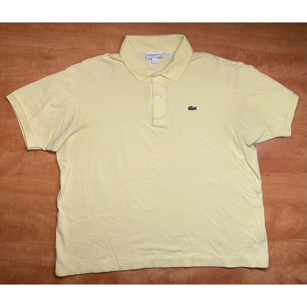 Lacoste Classic Fit Polo Shirt Mens XXL Yellow Cotton Pique Short Sleeve FR 7